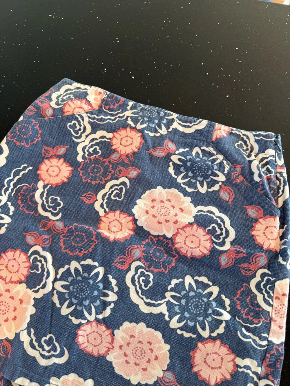 Loft Floral Print Blue Cotton Blend Mini Skirt
